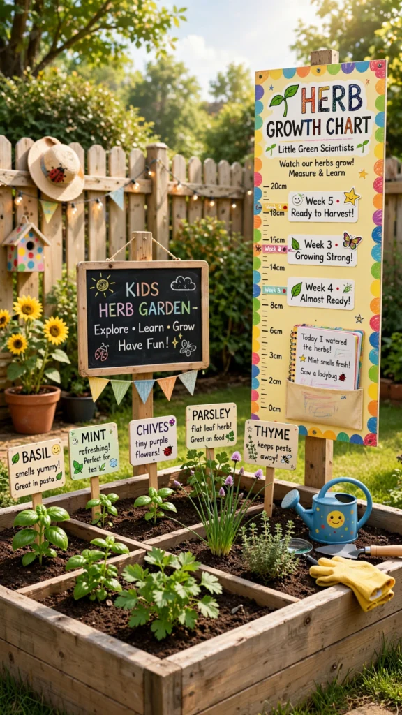 19 Outdoor Play Area Ideas for a Creative and Beautiful Backyard Design: Tiny Oasis 14 kids herb garden