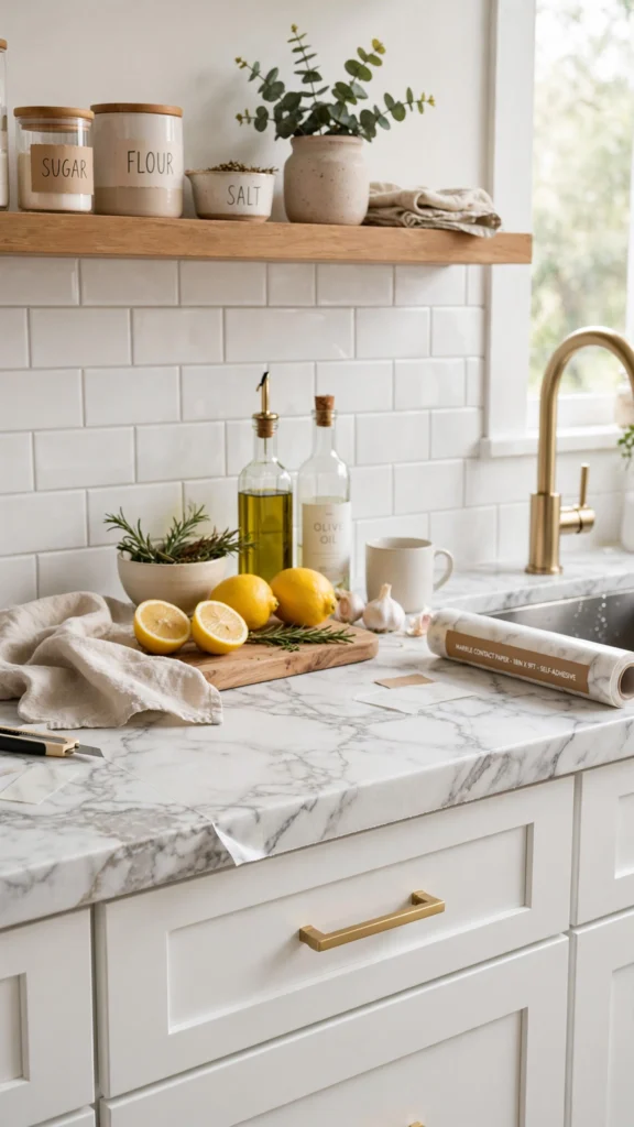 marble contact paper kitchen