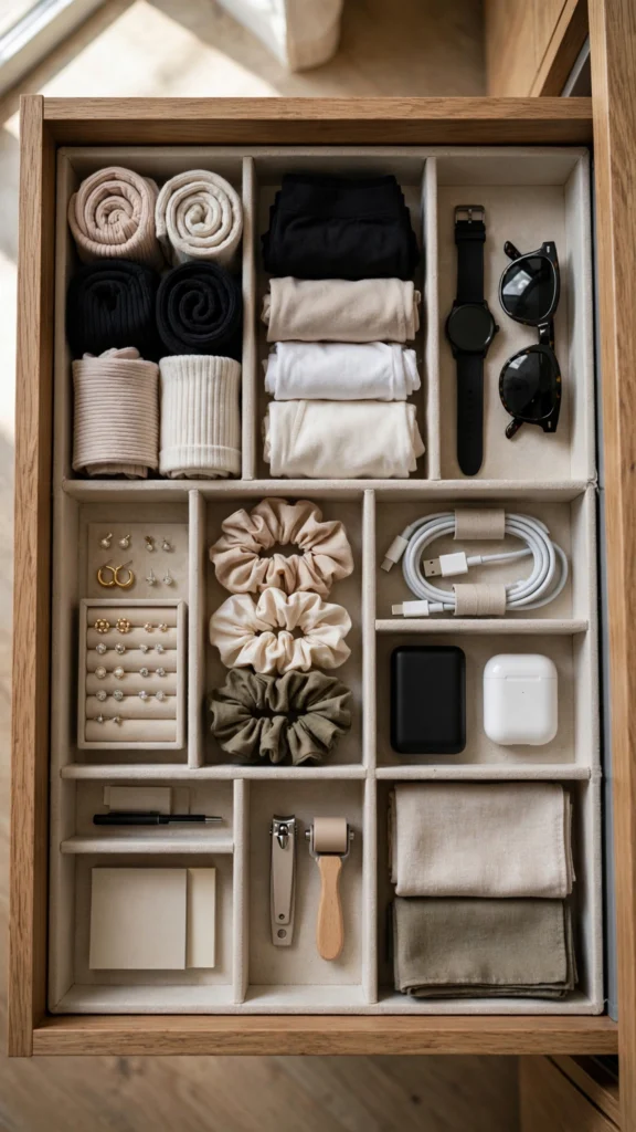 minimalist drawer organization