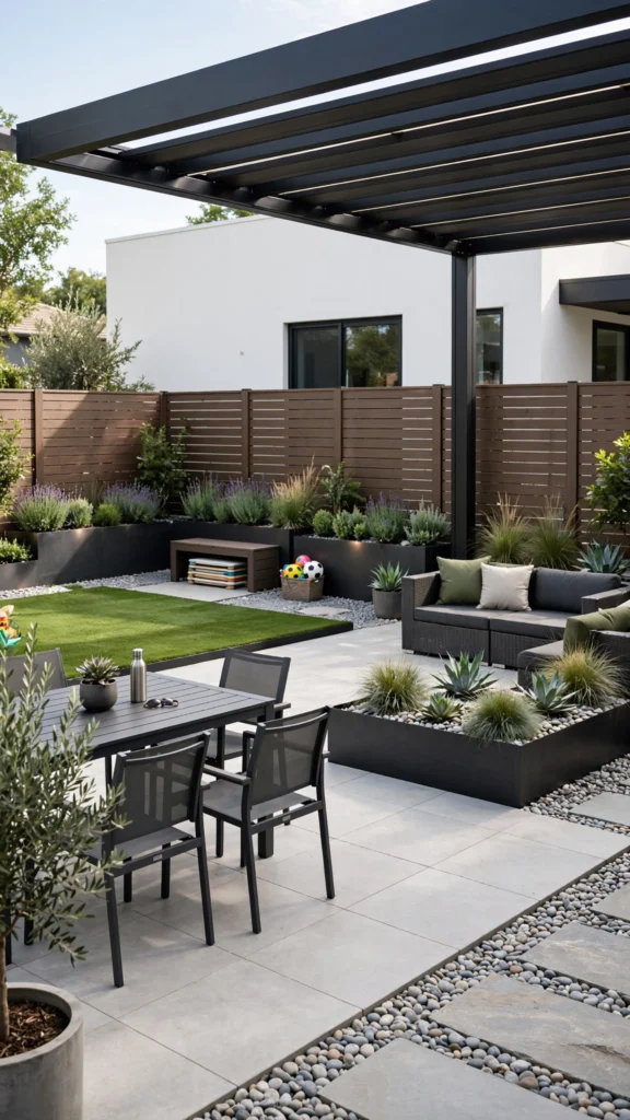 19 Outdoor Play Area Ideas for a Creative and Beautiful Backyard Design: Tiny Oasis 20 modern backyard design