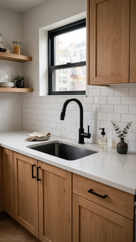 modern black faucet kitchen