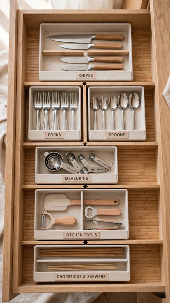 21 Amazon Kitchen Gadgets That Save Space in Tiny Kitchens 10 organized kitchen drawer