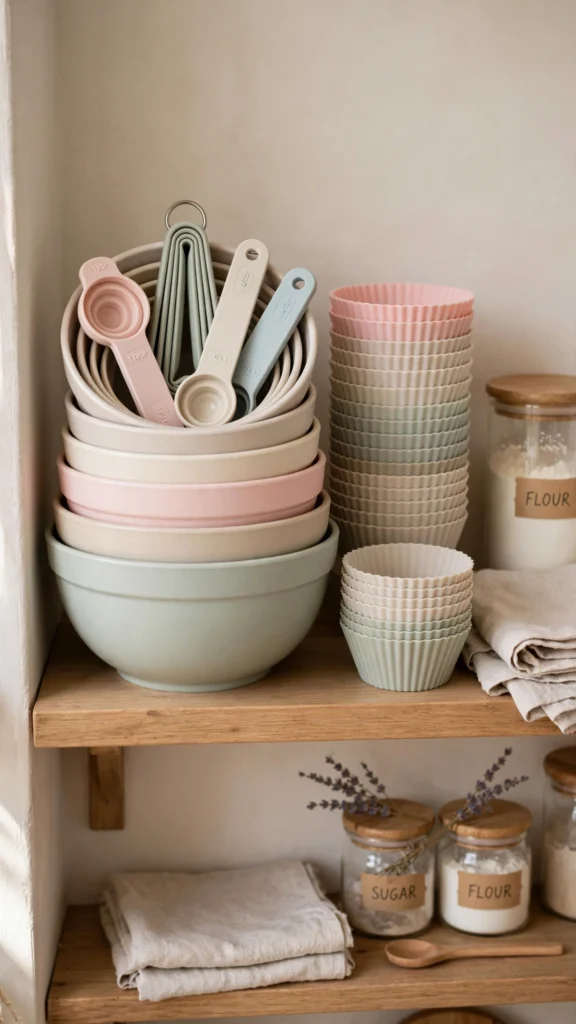 21 Amazon Kitchen Gadgets That Save Space in Tiny Kitchens 18 pastel baking shelf