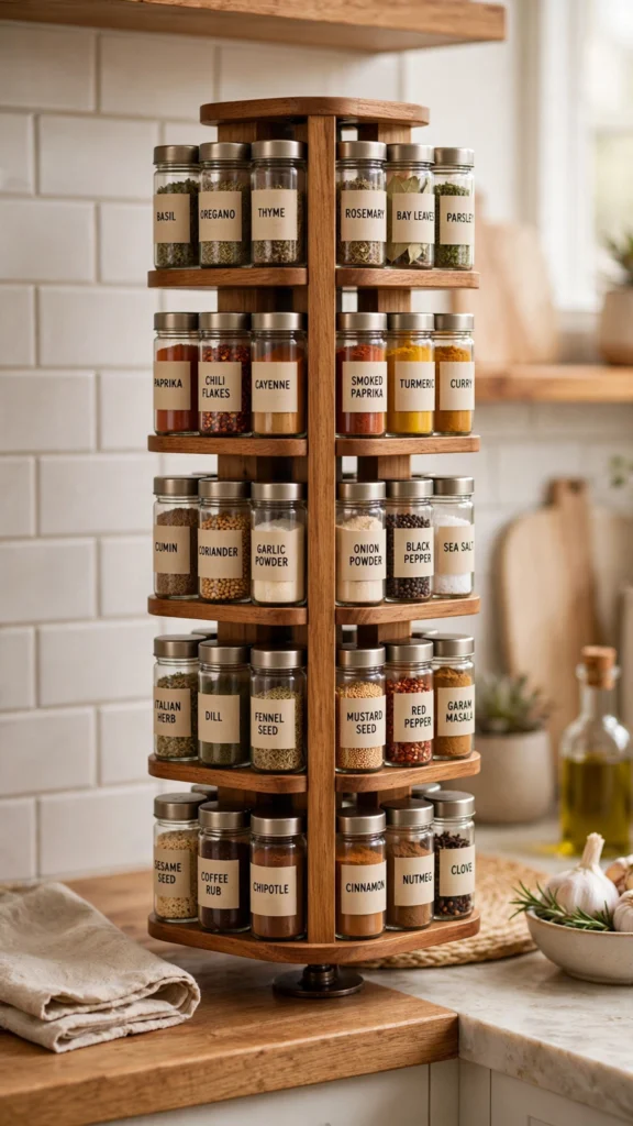 21 Amazon Kitchen Gadgets That Save Space in Tiny Kitchens 12 rotating spice rack