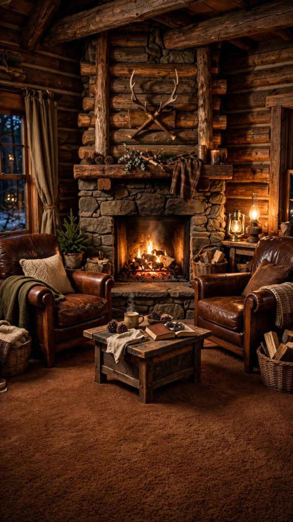 rustic cabin fireplace