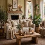 brown carpet living room decor idea