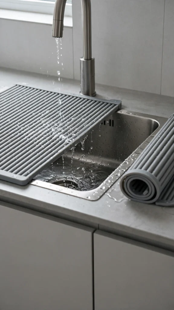 21 Amazon Kitchen Gadgets That Save Space in Tiny Kitchens 17 silicone drying mat sink