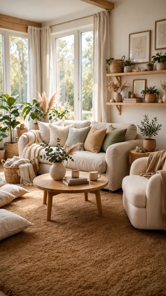 sunlit cozy living room