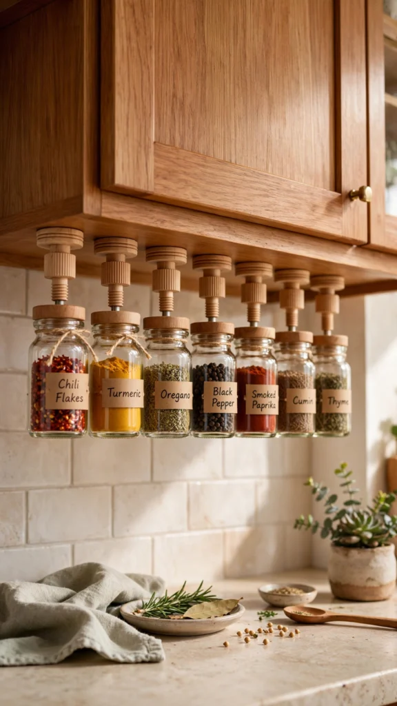 21 Amazon Kitchen Gadgets That Save Space in Tiny Kitchens 16 under cabinet spice jars